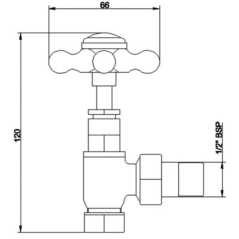 Crawford Crosstop Angled Radiator Valves Pair - Chrome