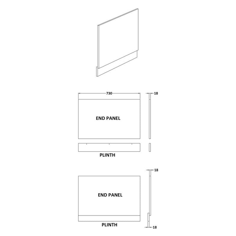 750mm Bath End Panel & Plinth