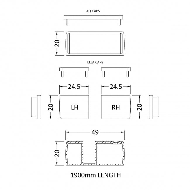 1900mm Profile Extension Kit