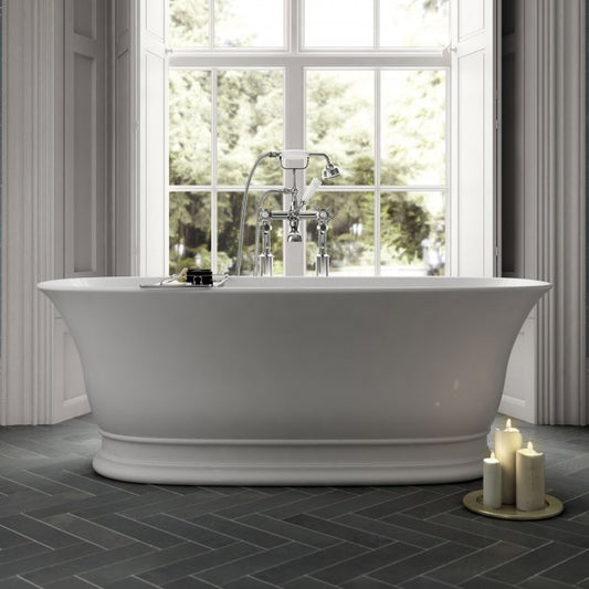 Crawford Farringdon Solid Surface Freestanding Bath 1555mm x 740mm - Matt White