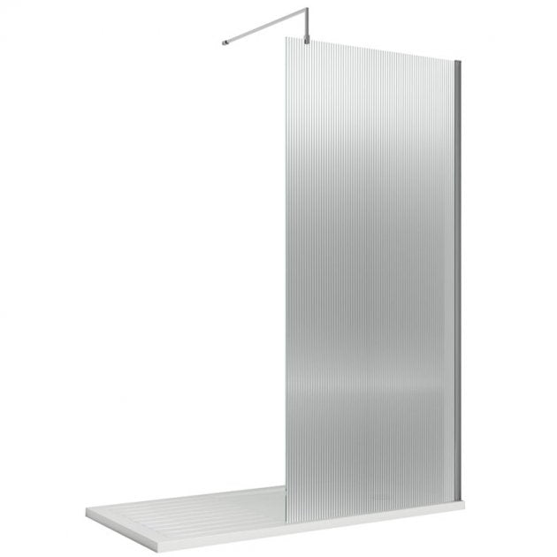 900mm Fluted Wetroom Screen with Support Bar