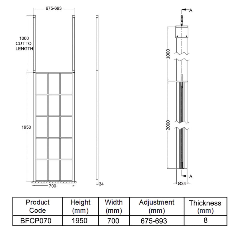 700mm Frame Screen With Ceiling Posts