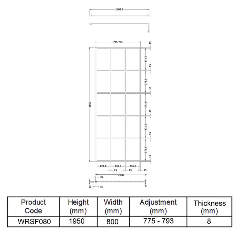 800mm Framed Wetroom Screen