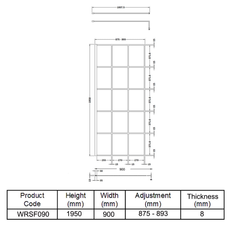 900mm Framed Wetroom Screen