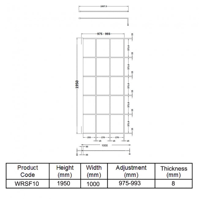 1000mm Framed Wetroom Screen