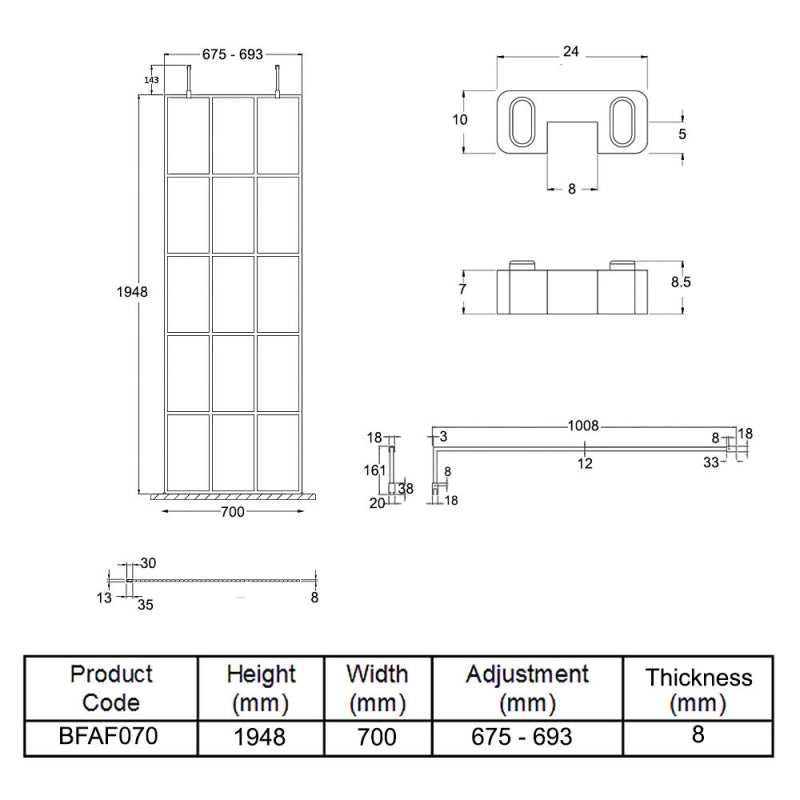 700mm Frame Screen with Arms and Feet