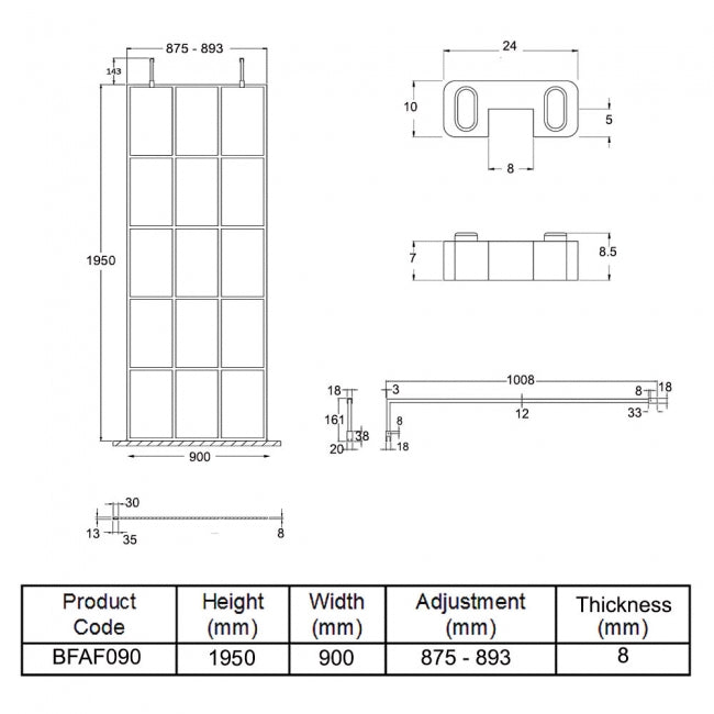 900mm Frame Screen with Arms and Feet