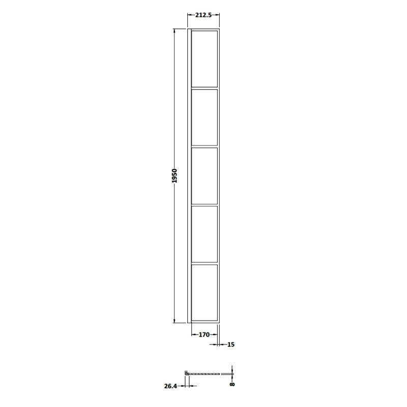 215mm Wetroom Return Screen