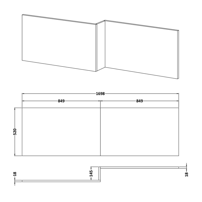 1700mm Shower Bath Front Panel