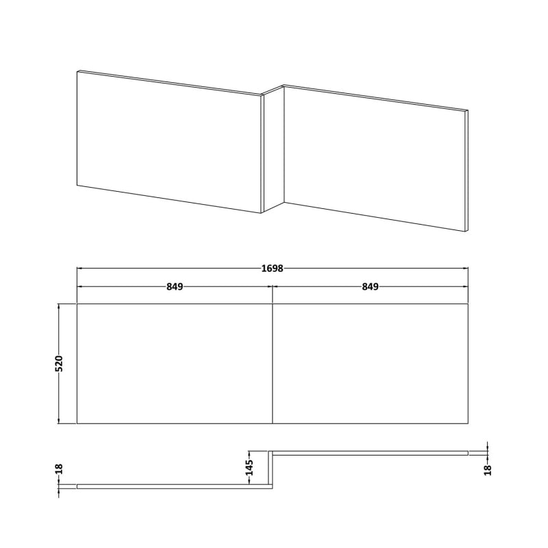 1700mm Shower Bath Front Panel