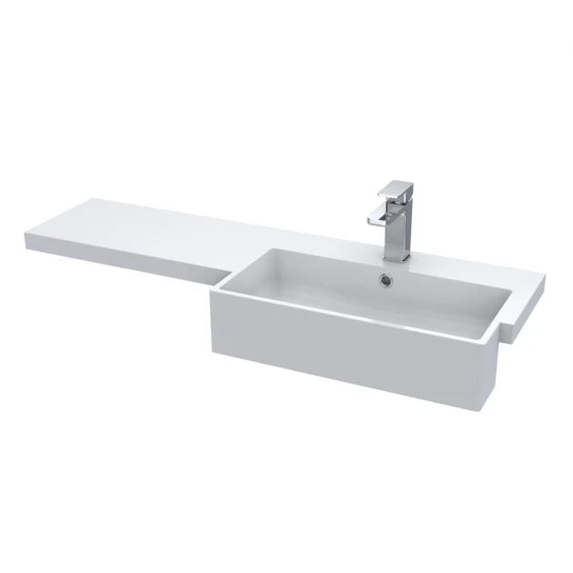 Fusion Gloss White: 1100mm Combination Unit & Right Hand Semi Recessed Basin