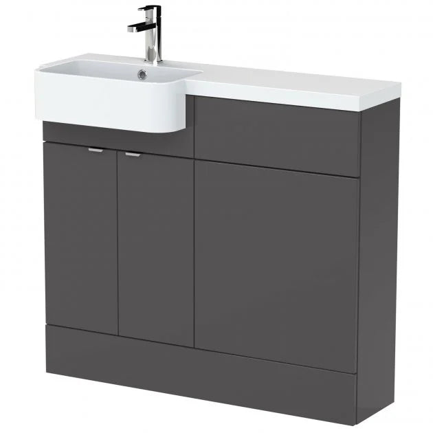 1000mm Combination Unit & Left Hand Semi Recessed Basin