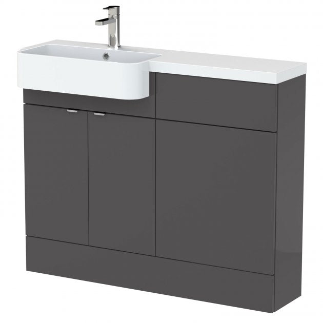 1100mm Combination Unit & Left Hand Semi Recessed Basin