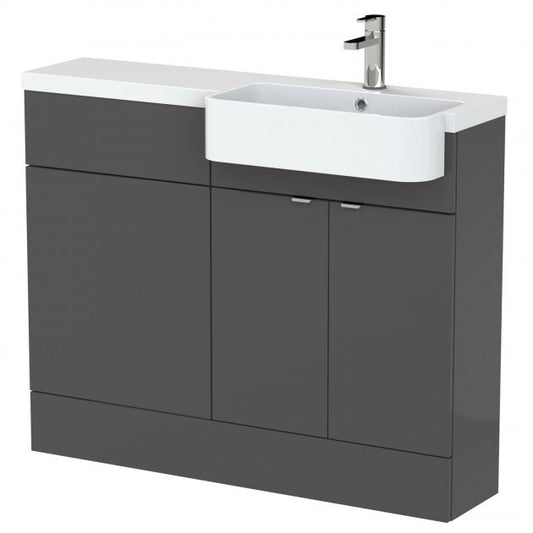 1100mm Combination Unit & Right Hand Semi Recessed Basin