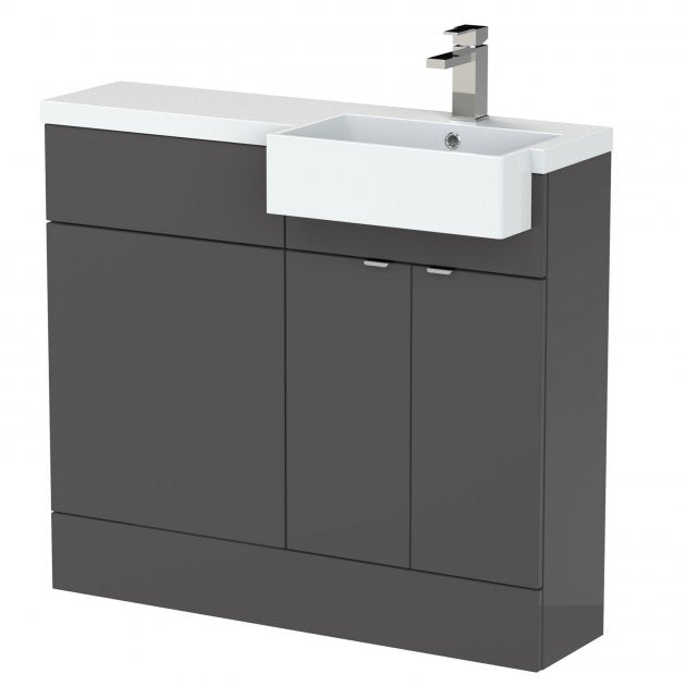 1000mm Combination Unit & Right Hand Semi Recessed Basin