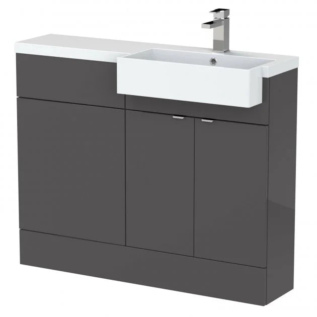 1100mm Combination Unit & Right Hand Semi Recessed Basin