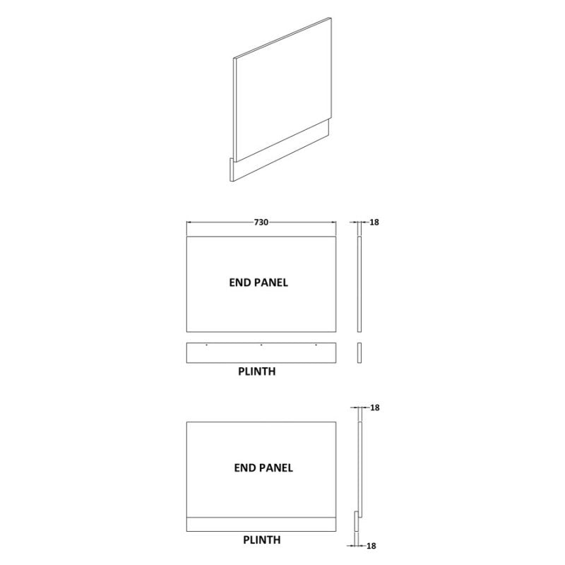 750mm Bath End Panel & Plinth