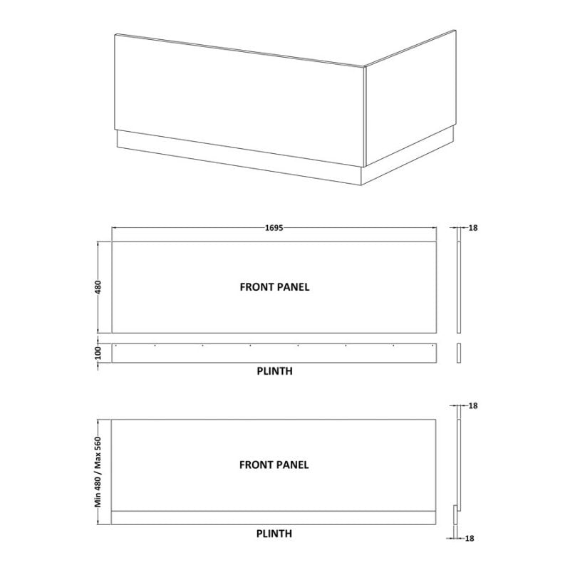 1700mm Bath Front Panel & Plinth