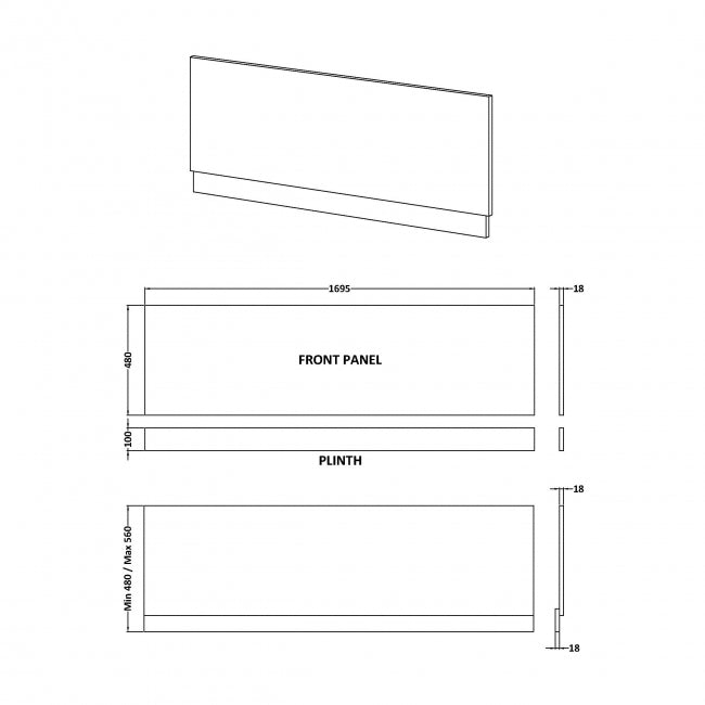 Straight Front Panel & Plinth (1700mm)