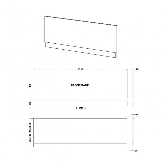 Straight Front Panel & Plinth (1800mm)