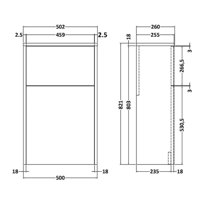 Havana WC Unit 500mm Wide - Metallic Slate