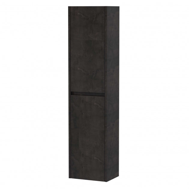 Havana Wall Hung 2-Door Tall Storage Unit 350mm Wide - Metallic Slate