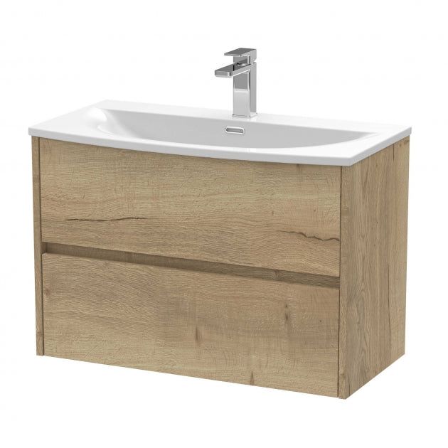 Havana Wall Hung 2-Drawer Vanity Unit with Basin 4 800mm Wide - Autumn Oak