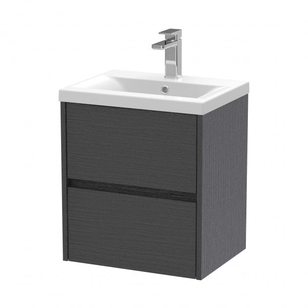 Havana Wall Hung 2-Drawer Vanity Unit with Basin 1 500mm Wide - Graphite Grey