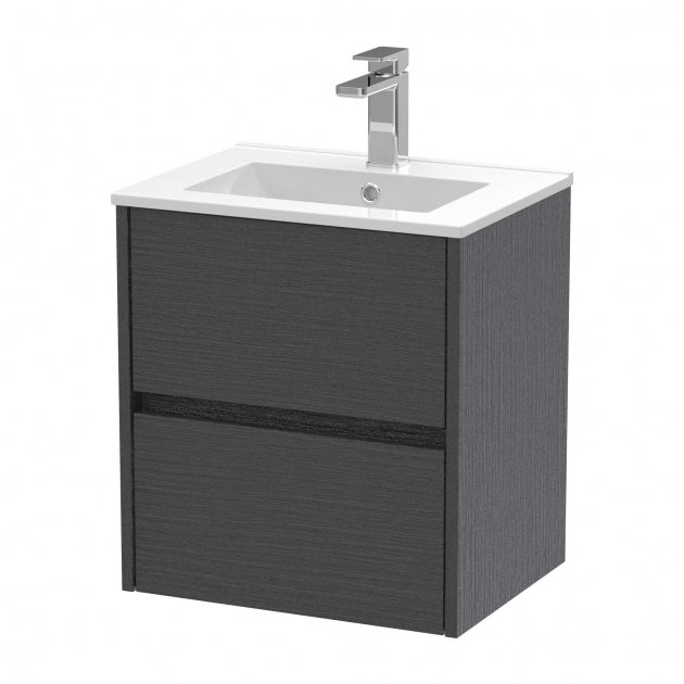 Havana Wall Hung 2-Drawer Vanity Unit with Basin 2 500mm Wide - Graphite Grey