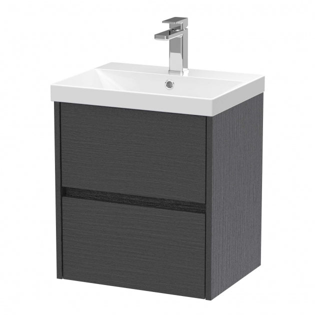 Havana Wall Hung 2-Drawer Vanity Unit with Basin 3 500mm Wide - Graphite Grey