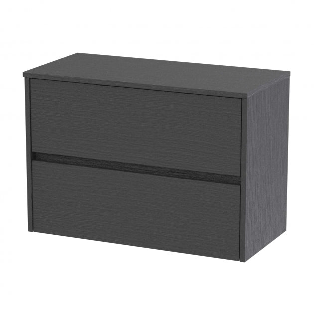 Havana Wall Hung 2-Drawer Vanity Unit with Worktop 800mm Wide - Graphite Grey