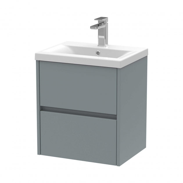 Havana Wall Hung 2-Drawer Vanity Unit with Basin 1 500mm Wide - Coastal Grey