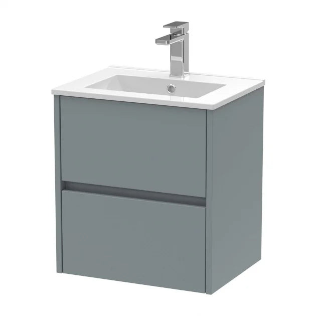 Havana Wall Hung 2-Drawer Vanity Unit with Basin 2 500mm Wide - Coastal Grey