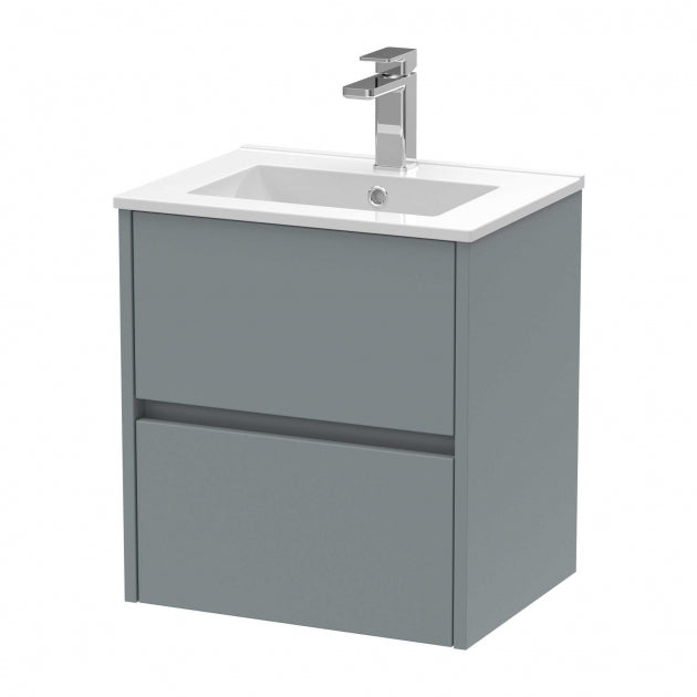 Havana Wall Hung 2-Drawer Vanity Unit with Basin 2 500mm Wide - Coastal Grey