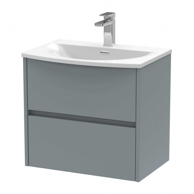 Havana Wall Hung 2-Drawer Vanity Unit with Basin 4 600mm Wide - Coastal Grey