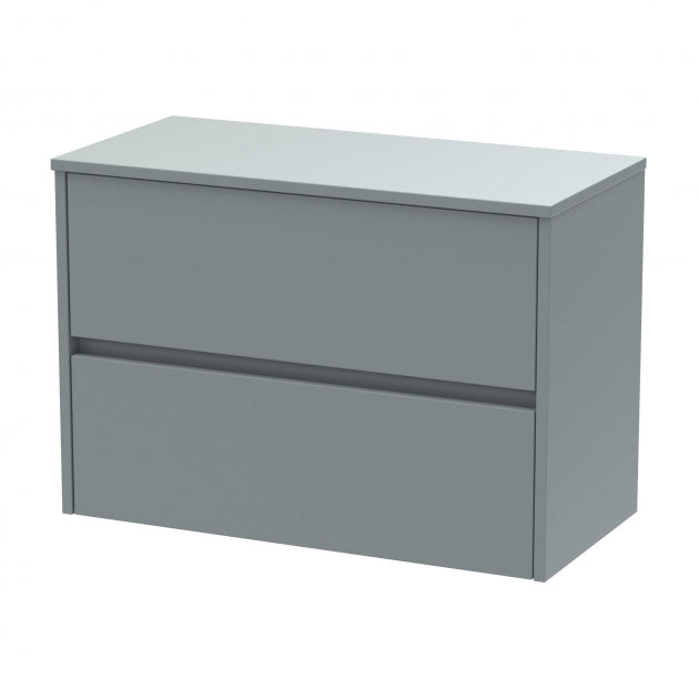 Havana Wall Hung 2-Drawer Vanity Unit with Worktop 800mm Wide - Coastal Grey