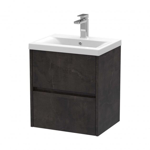 Havana Wall Hung 2-Drawer Vanity Unit with Basin 1 500mm Wide - Autumn Oak