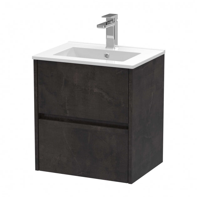 Havana Wall Hung 2-Drawer Vanity Unit with Basin 2 500mm Wide - Metallic Slate