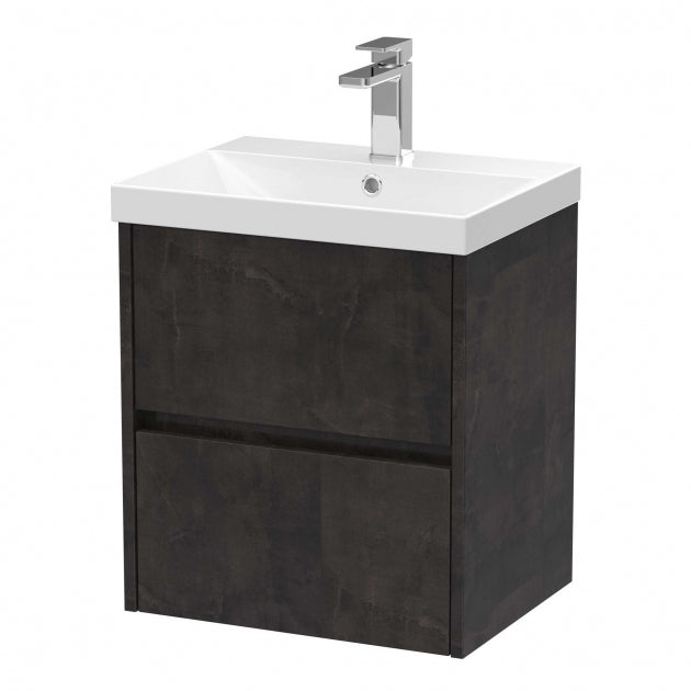 Havana Wall Hung 2-Drawer Vanity Unit with Basin 3 500mm Wide - Metallic Slate