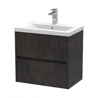 Havana Wall Hung 2-Drawer Vanity Unit with Basin 1 600mm Wide - Metallic Slate