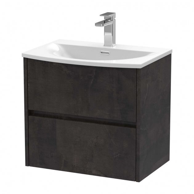 Havana Wall Hung 2-Drawer Vanity Unit with Basin 4 600mm Wide - Autumn Oak