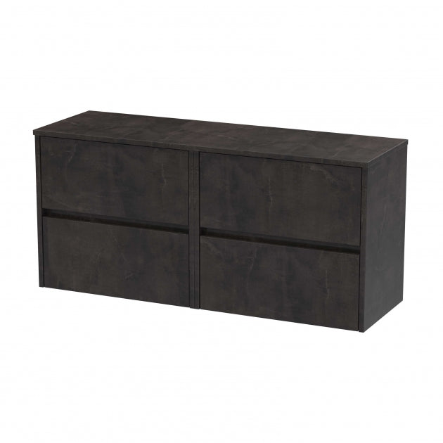 Havana Wall Hung 4-Drawer Vanity Unit with Worktop 1200mm Wide - Metallic Slate