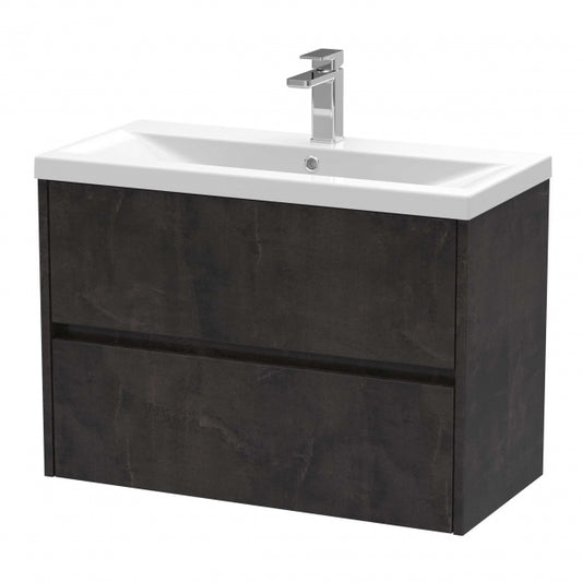 Havana Wall Hung 2-Drawer Vanity Unit with Basin 1 800mm Wide - Metallic Slate