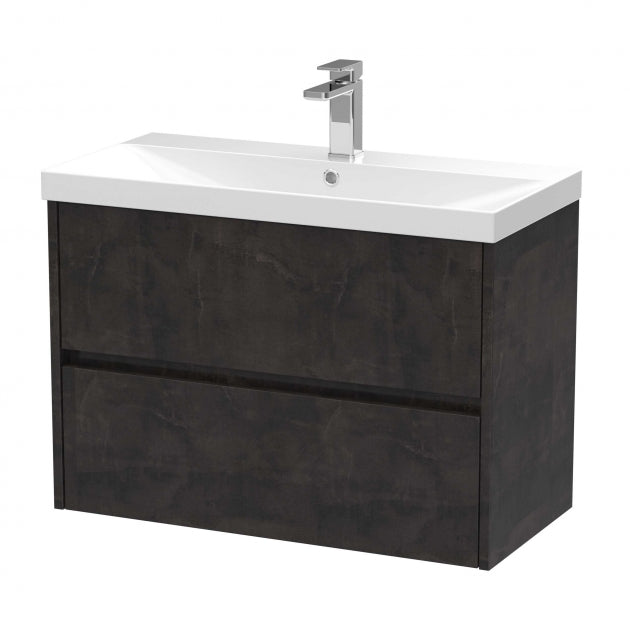 Havana Wall Hung 2-Drawer Vanity Unit with Basin 3 800mm Wide - Metallic Slate