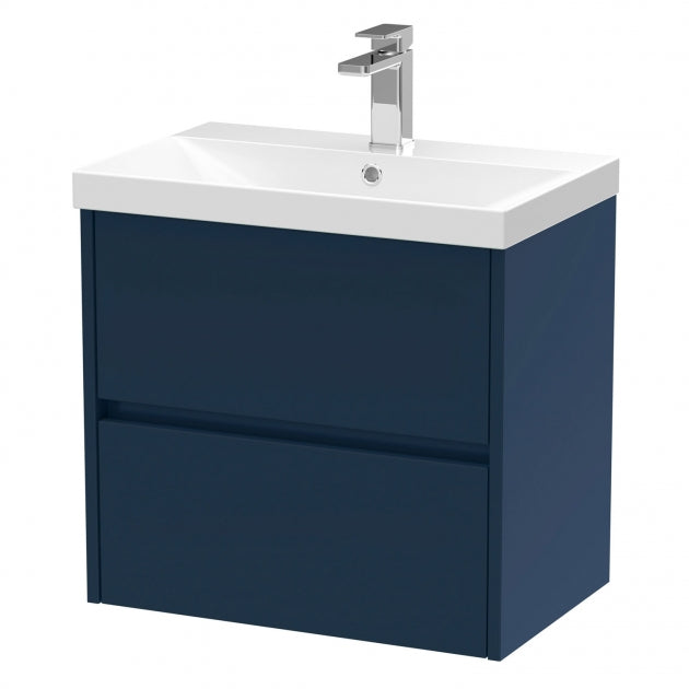 Havana Wall Hung 2-Drawer Vanity Unit with Basin 3 600mm Wide - Midnight Blue