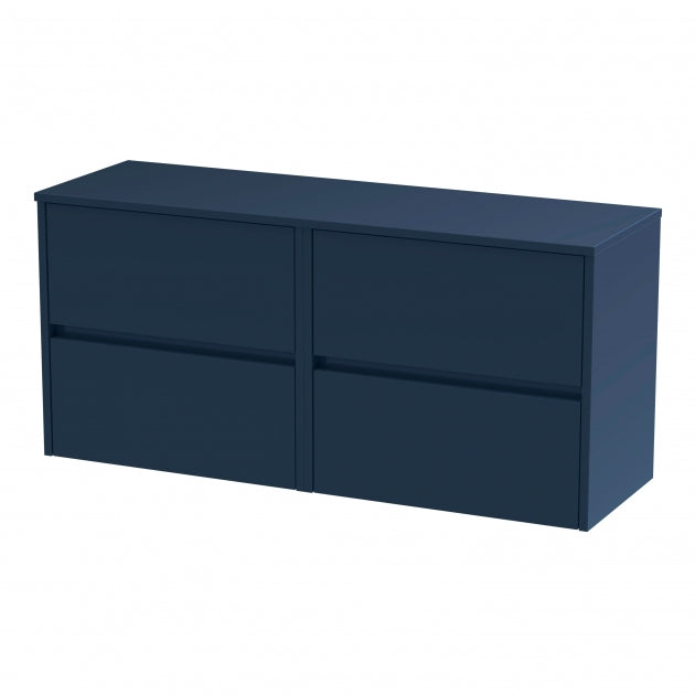 Havana Wall Hung 4-Drawer Vanity Unit with Worktop 1200mm Wide - Midnight Blue