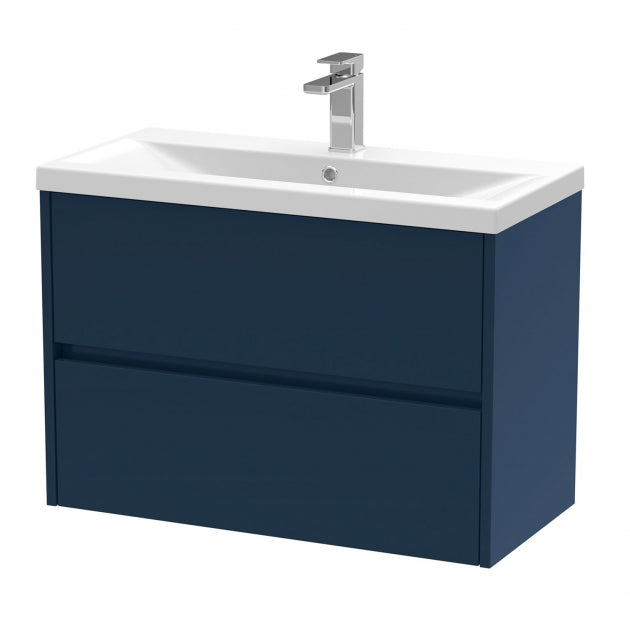 Havana Wall Hung 2-Drawer Vanity Unit with Basin 1 800mm Wide - Midnight Blue