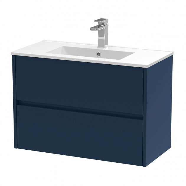 Havana Wall Hung 2-Drawer Vanity Unit with Basin 2 800mm Wide - Midnight Blue