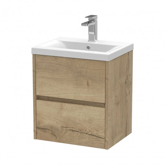 Havana Wall Hung 2-Drawer Vanity Unit with Basin 1 500mm Wide - Autumn Oak