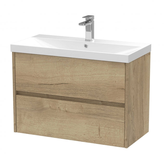 Havana Wall Hung 2-Drawer Vanity Unit with Basin 3 800mm Wide - Autumn Oak